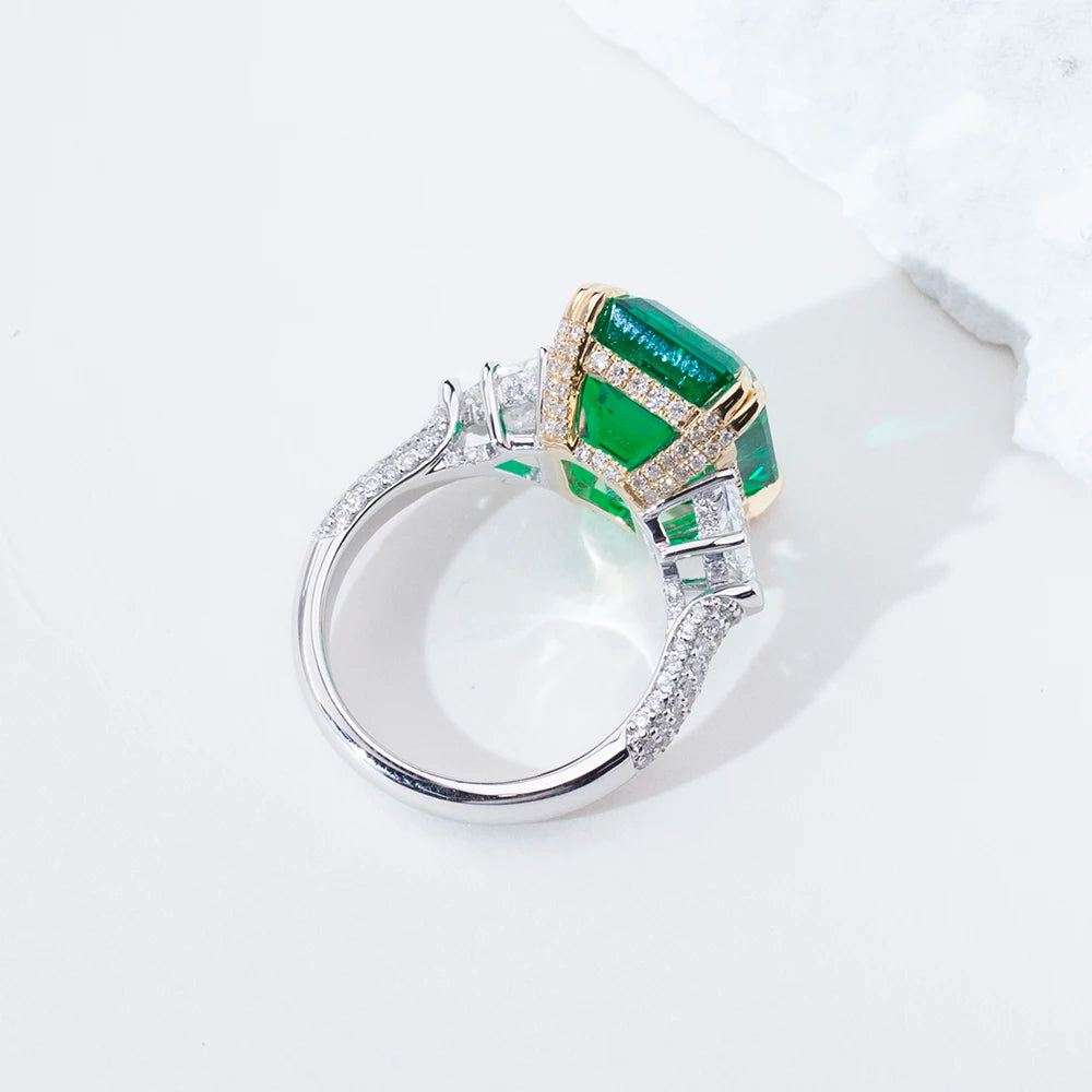 Messi Jewelry Custom Jewelry MSR-2038 Fashion Designed 18k White Gold Lab Grown Emerald Ring