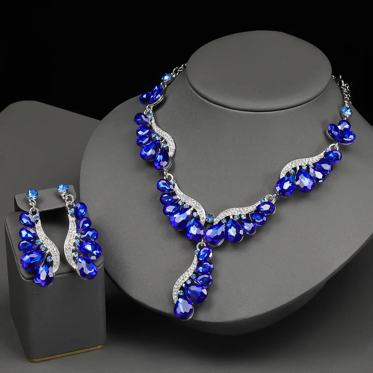 Multi-Colour Crystal Gemstone Drop Jewellery Set