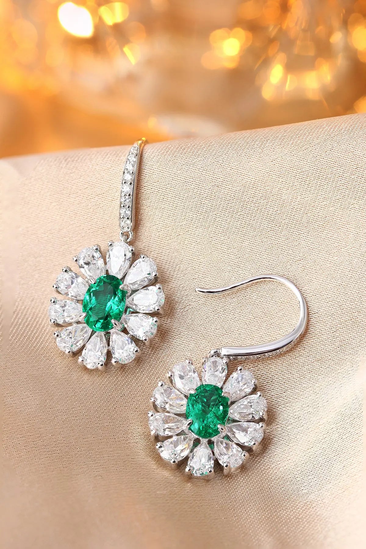 Gemfiori Anster High Quality S925 Lab Grown Emerald Earring Stud Dainty Gemstone Stud Earrings for Women Daily Wear Gift