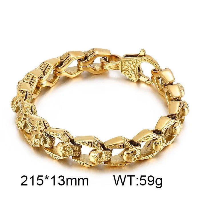 KALEN Premium Jewelry Fashion Bracelets Stainless Steel Punk Skull Links Bracelet Bangle for Men