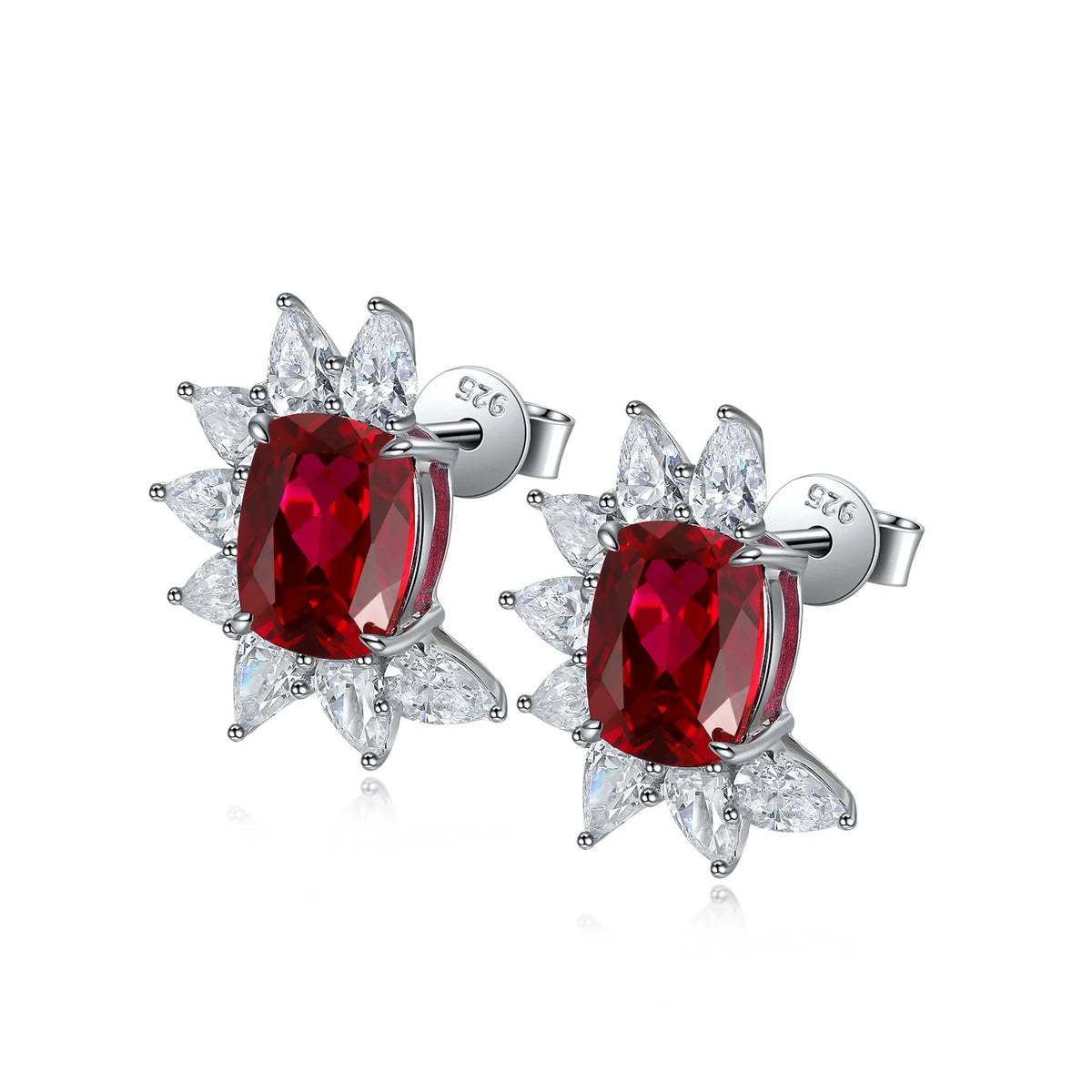 Gemfiori Anster High Quality S925 Lab Grown Ruby Earring Stud Dainty Gemstone Stud Earrings for Women Daily Wear Gift