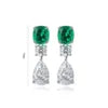 Gemfiori Anster High Quality S925 Lab Grown Emerald Earring Stud Dainty Gemstone Stud Earrings for Women Daily Wear Gift