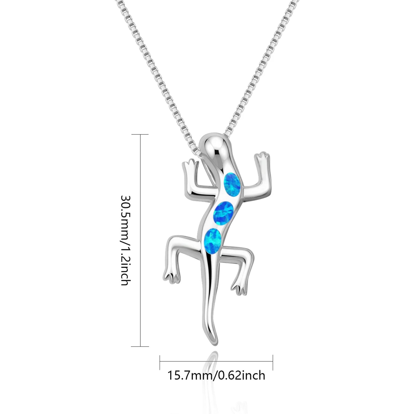TikTok Ins Viral  Opal Gecko Pendant Necklace | Cute Animal Statement Jewelry Wholesale