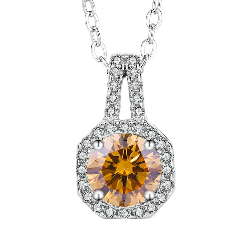 1 Ct Moissanite Square Pendant Necklace 925 Sterling Silver Necklace Luxury Fine Princess Clavicle Necklace Customizable Square