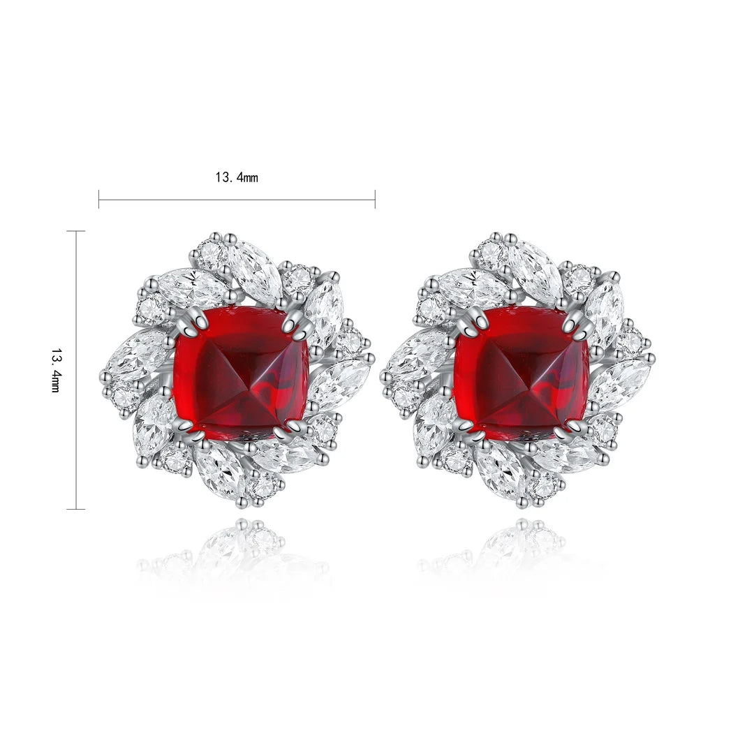 Gemfiori Anster High Quality S925 Lab Grown Ruby Earring Stud Dainty Gemstone Stud Earrings for Women Daily Wear Gift
