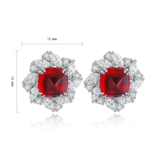 Gemfiori Anster High Quality S925 Lab Grown Ruby Earring Stud Dainty Gemstone Stud Earrings for Women Daily Wear Gift