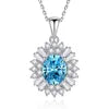 925 Sterling Silver Classic Square Blue Zircon Pendant Necklace | Luxury Blue Stone Clavicle Chain Birthday Gift for Women