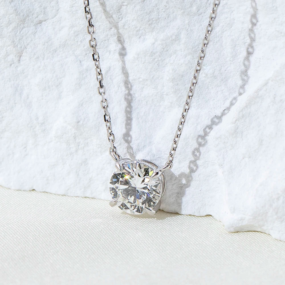 Gemfiori MSN-961 9k with 1ct Loose Lab Grown Diamond Pendant Necklace for Woman Custom Jewelry Valentine's Gift for Girlfriend