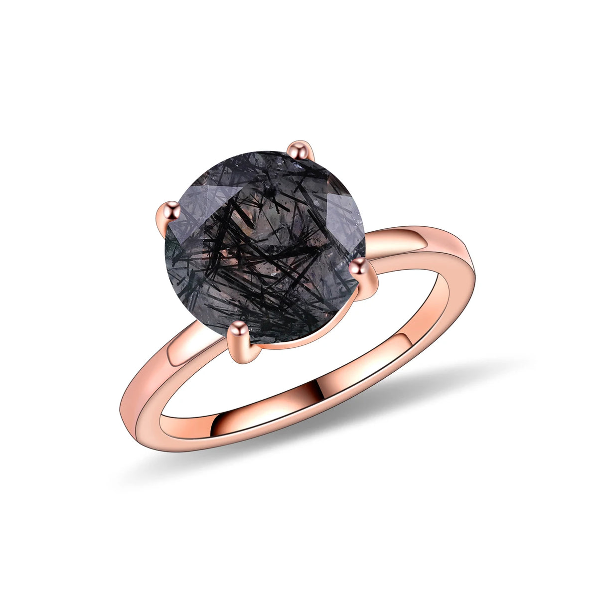 Gemfiori Abiding Classic 4 Prong Round Brilliant Cut 9MM Big Gemstones 925 Silver Womans Solitaire Rings for Wedding Engagement