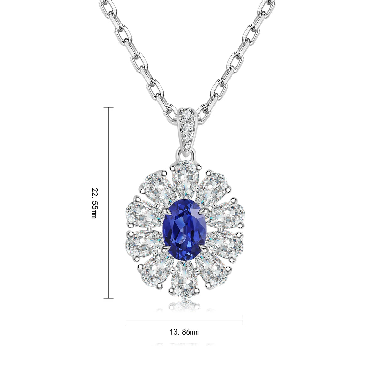 Gemfiori Anster 925 Sterling Silver High-quality Cultivated Sapphire Necklace - Suitable for Parties or As a Gift