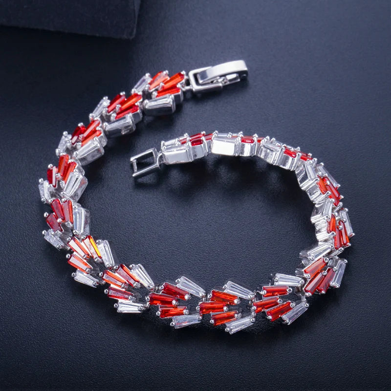 S&S CZ Trapezoid Tennis Bracelet – 5 Colours – Collection