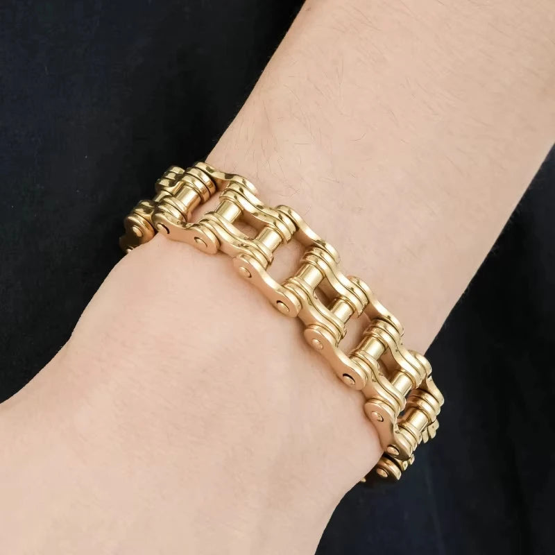 REBEL European American Punk Motorcycle Men's Bracelet Natural Stone Electroplating Rock Personality Chain