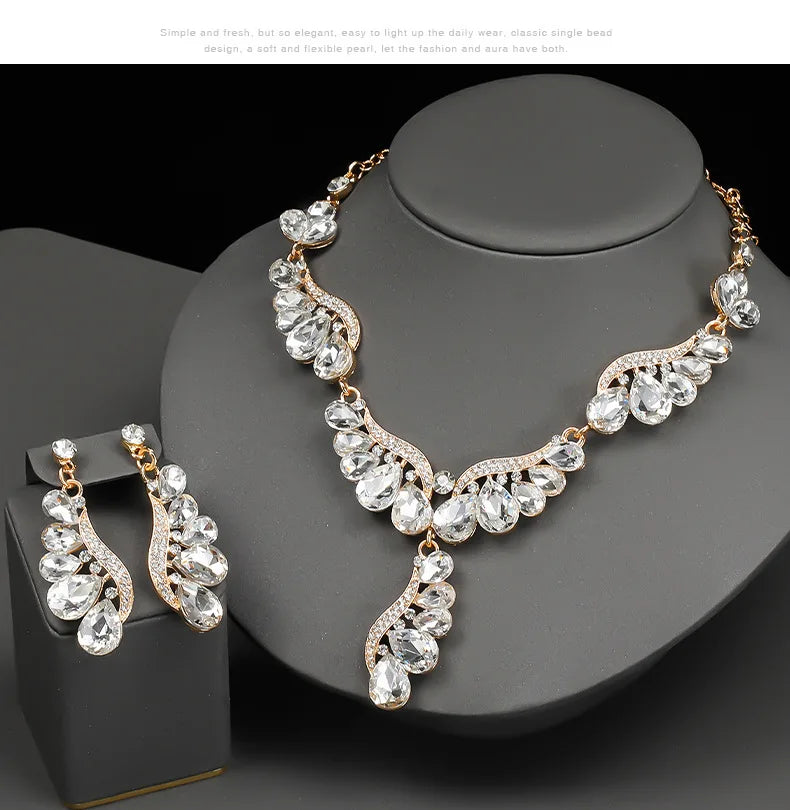 Multi-Colour Crystal Gemstone Drop Jewellery Set