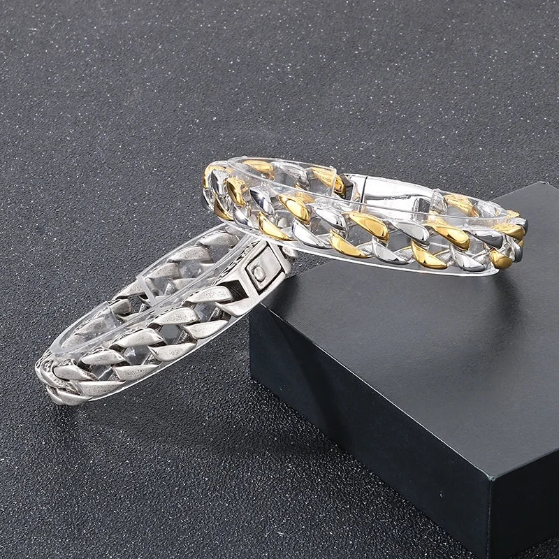 KALEN Polished/Brushed Fashion Bracelets Fine Jewelry Stainless Steel Gothic Links Bracelet