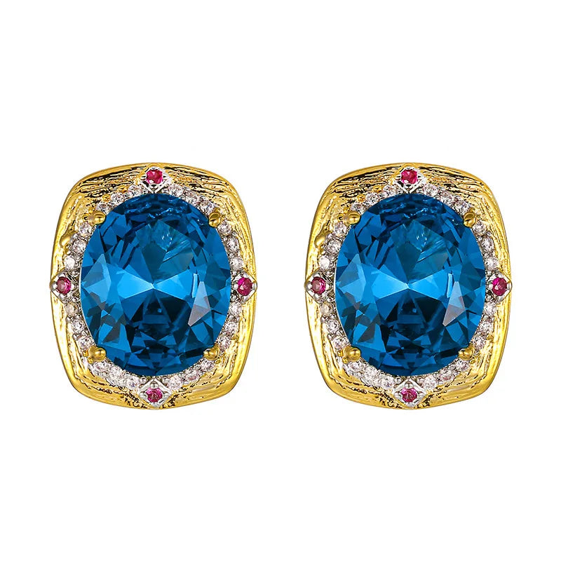 Gemfiori New Fashion Vintage Royal Elegant Jewelry Cushion Cut Purple Gem Halo Pendant Necklace Earrings Ring Luxury Party Gifts for Her