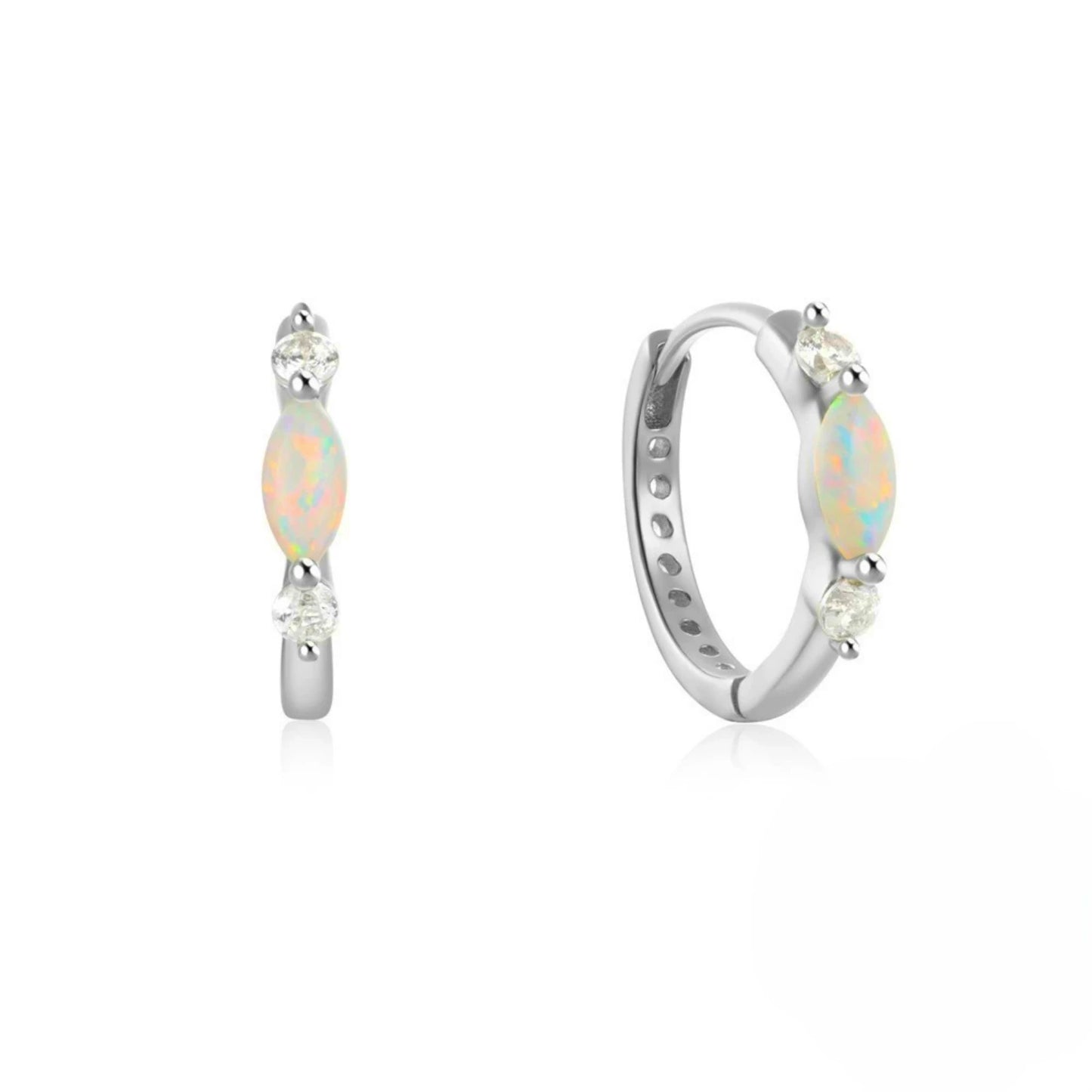 Bohemian Brass Opal Statement Stud Earrings | Gold/Silver Plated Vintage-Inspired Gemstone Gift for Women