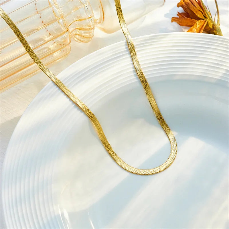 Gold Polished Disc Chain Necklace & Bracelet Jewellery Set | Minimalist Luxury Fashion Set