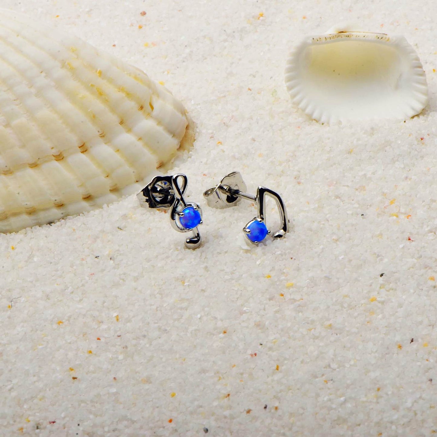 Blue Aobao Opal Music Note Earrings Hawaiian Ocean Vibes TikTok IG Viral Opal Jewelry