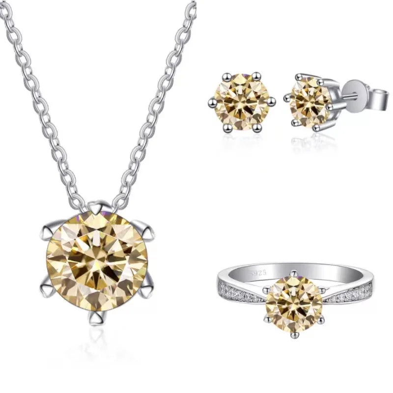 S&S 1ct D Colour Moissanite Flower Pendant Charm | 925 Silver Platinum Plated | White, Green, Blue & Champagne | S&S Collection