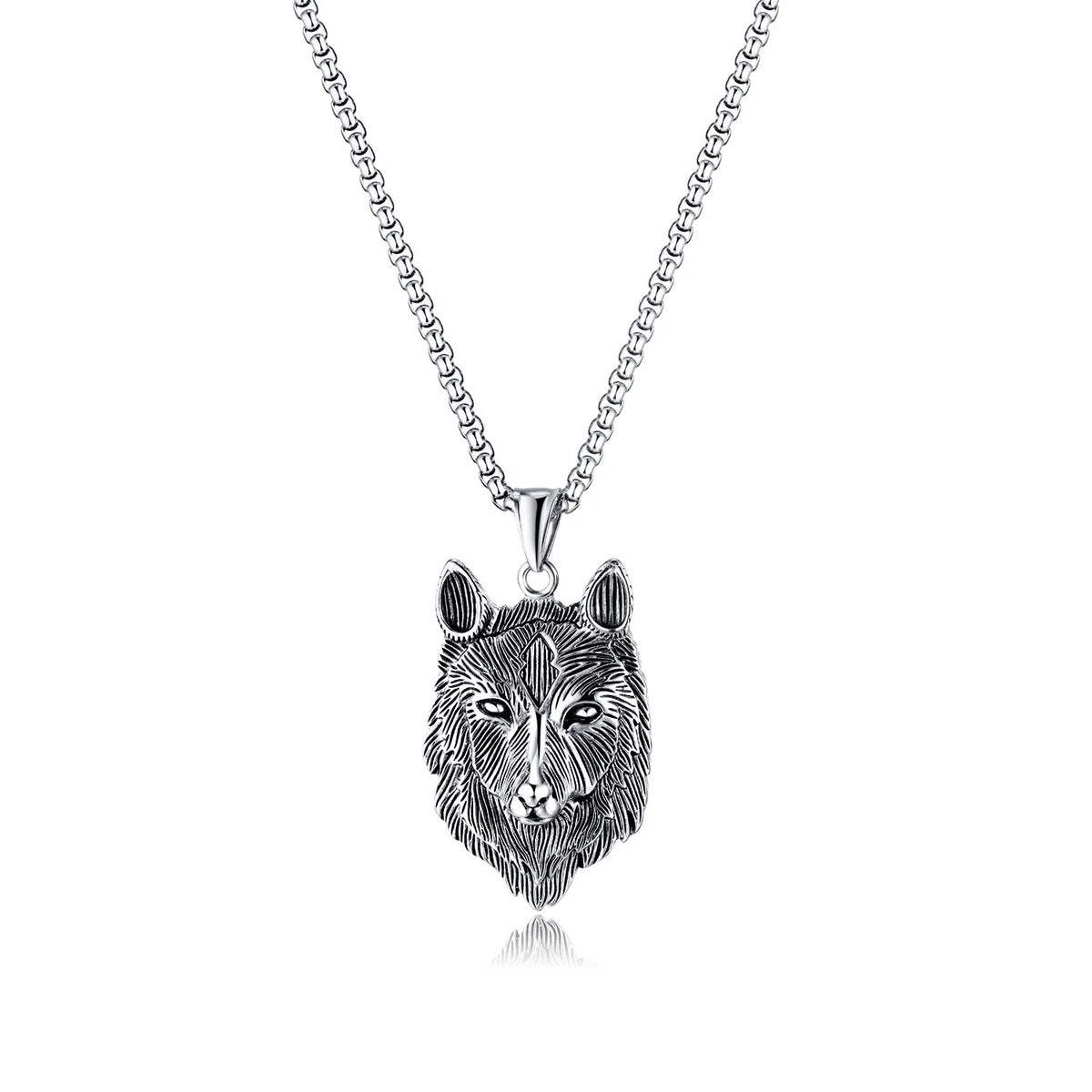 REBEL VIKING Nordic Celtic Wolf Pendant Necklace – Stainless Steel 24"
