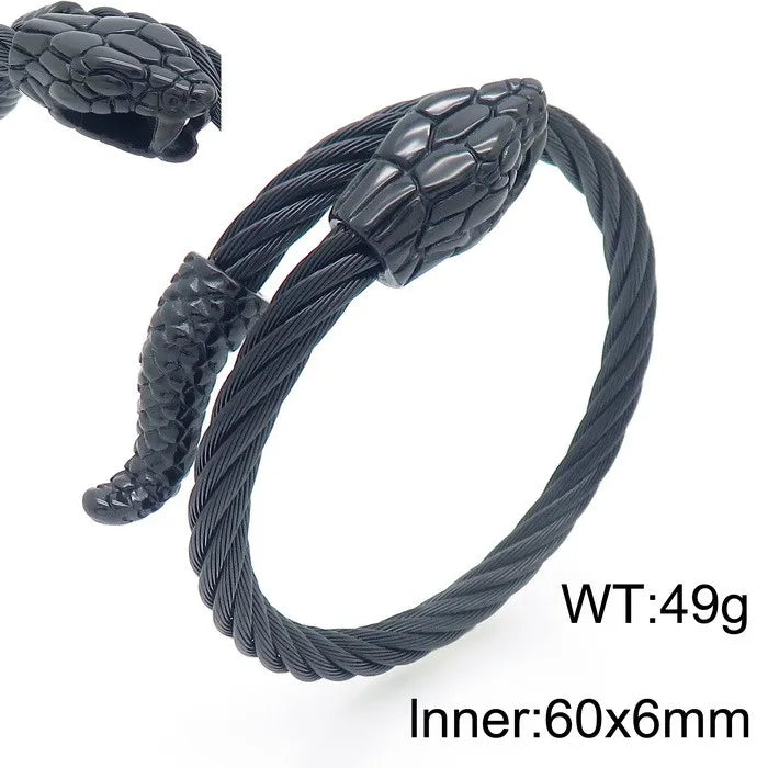 KALEN Fashion Unisex Stainless Steel Bracelets Bangles With Snake Head Charm