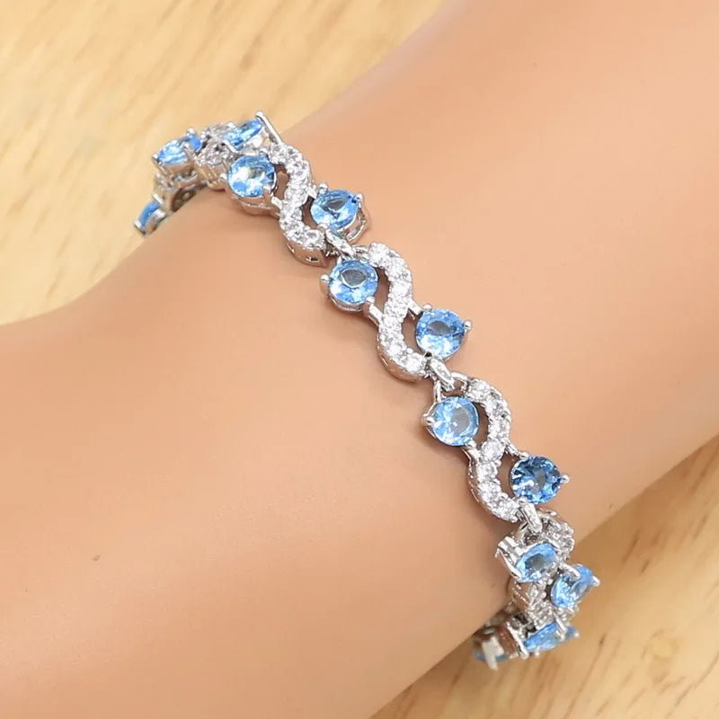 XOTICA 925 Sterling Silver Luxury Design Jewelry Set for Women Wedding Bracelet Earrings Necklace Pendant Ring Bridal Birthday Zircon