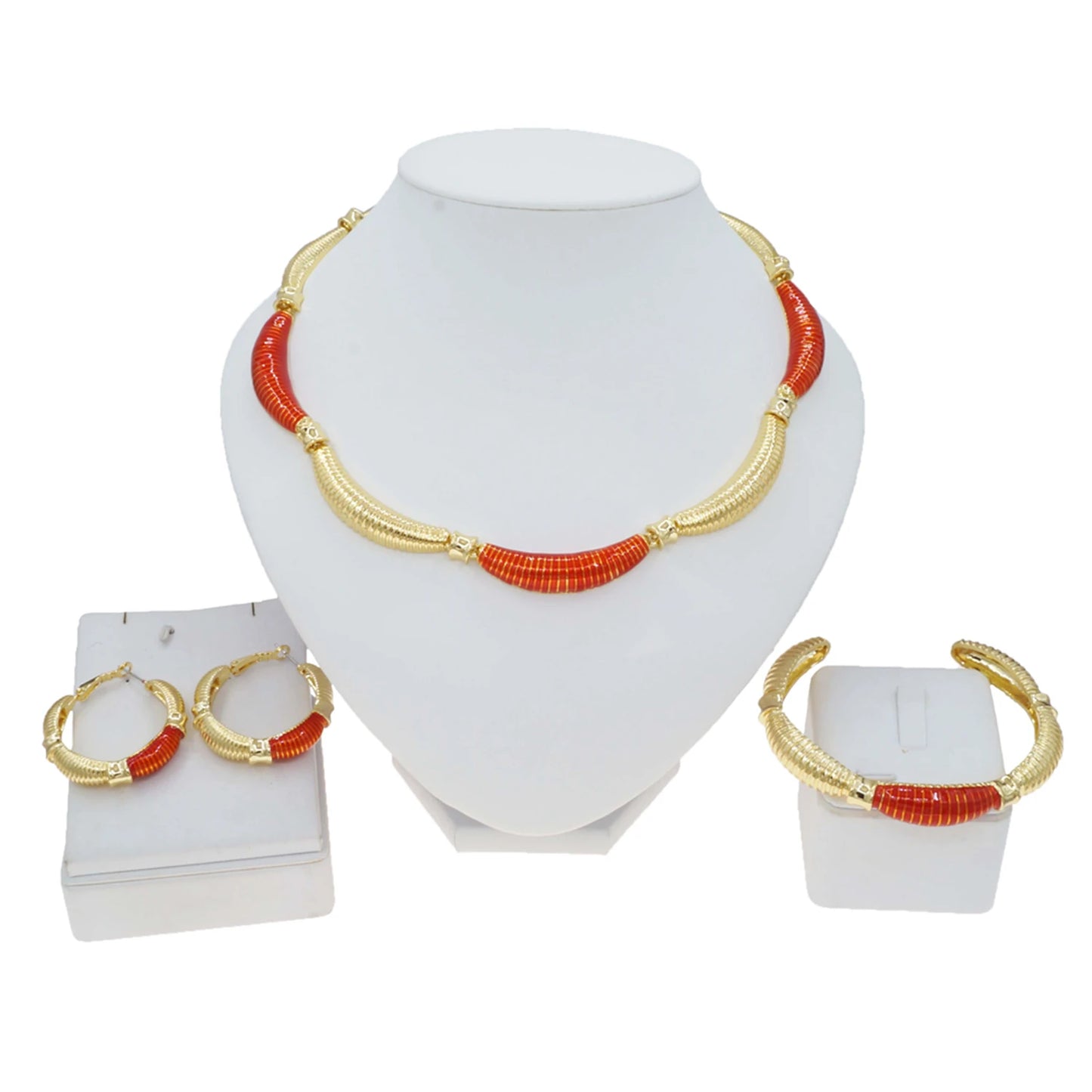 Zhuerrui Fashion Luxury Good Jewelry Sets Exquisite Red Necklace Ring Jewelry Set Factory Women's Festival Gifts HV004032