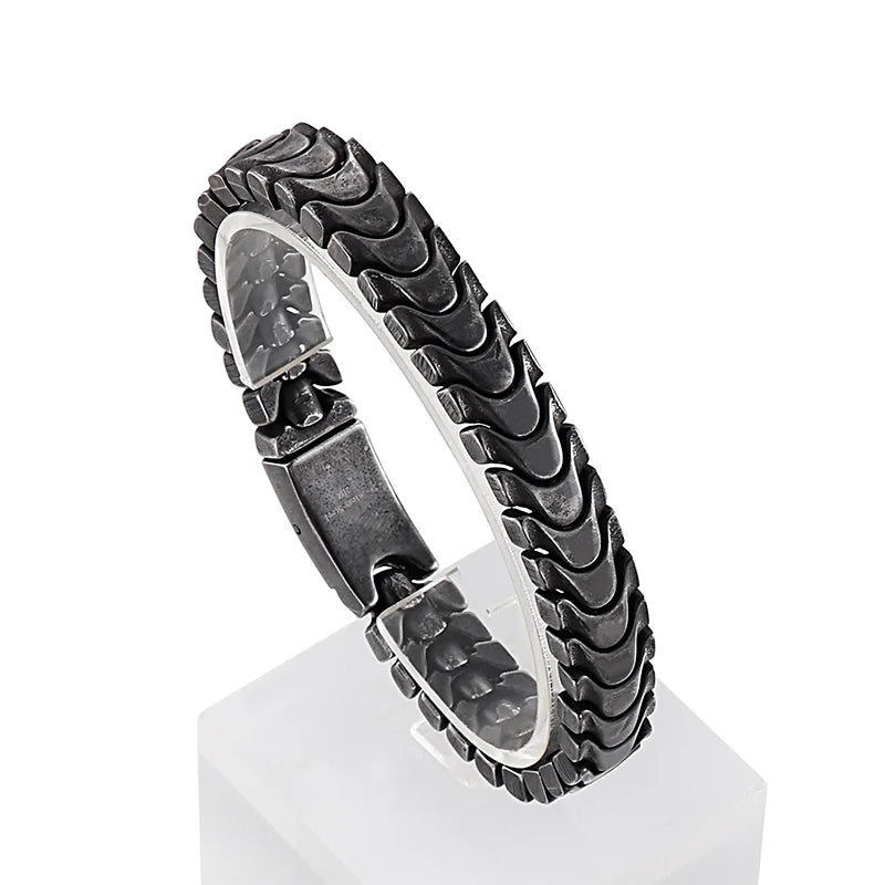 KALEN Trendy Fine Jewelry Fashion Bracelets Men Stainless Steel Snake Bone Links Bracelet Bangle