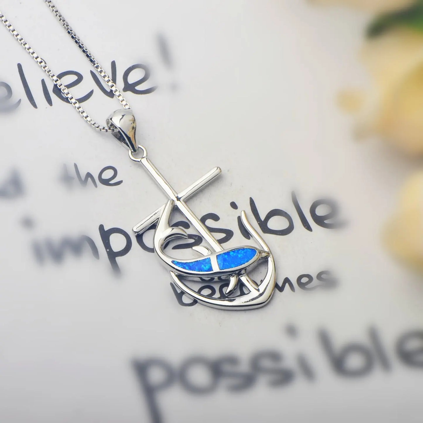 TikTok INS Wind Hawaii Beach Explosion Brass Opal Anchor Dolphin Necklace Cute Style Children's Wholesale Inlaid Charms