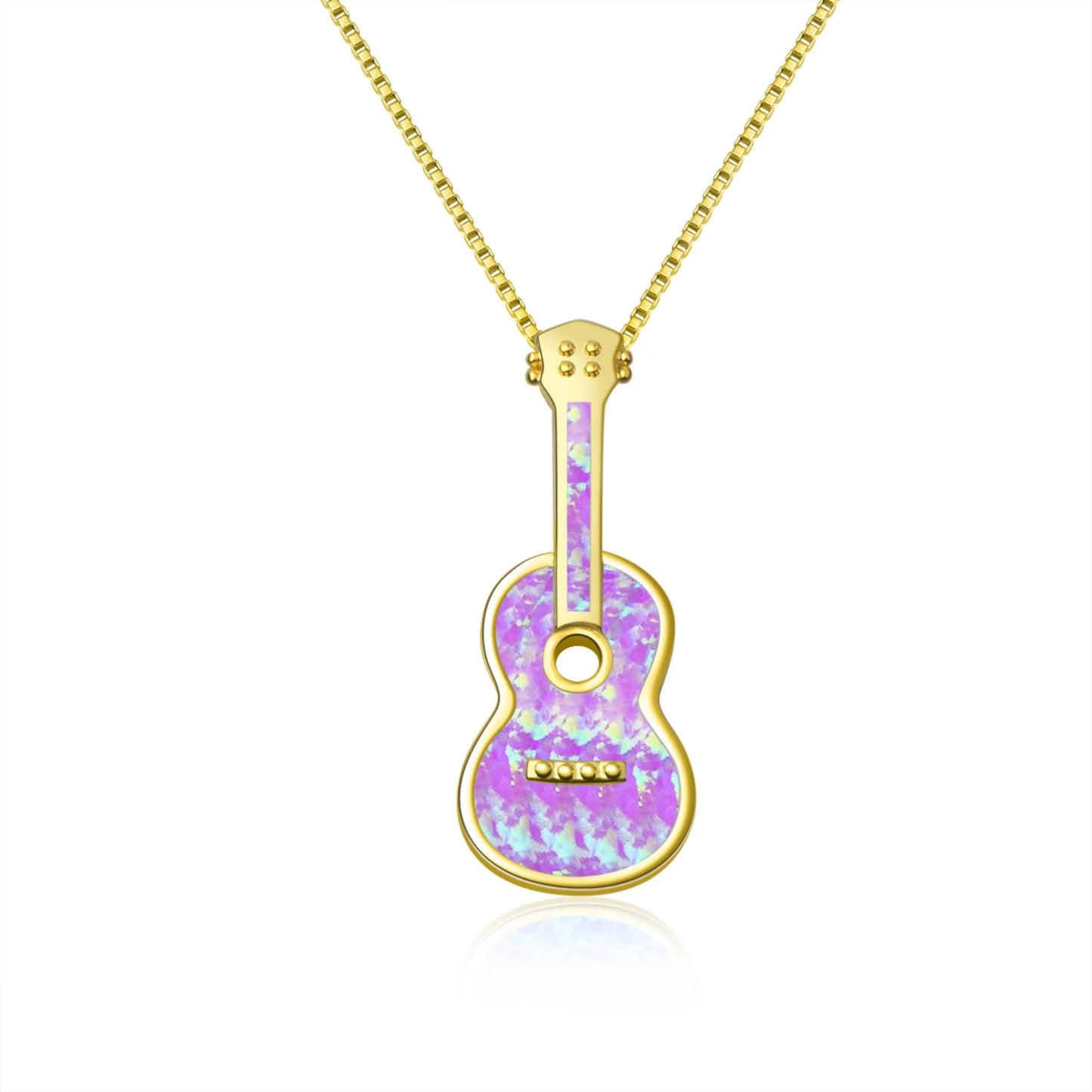 Aobao Wind Hawaii Beach Explosion Opal Guitar Pendant Necklace Cute Style Children's Wholesale Inlaid Charms