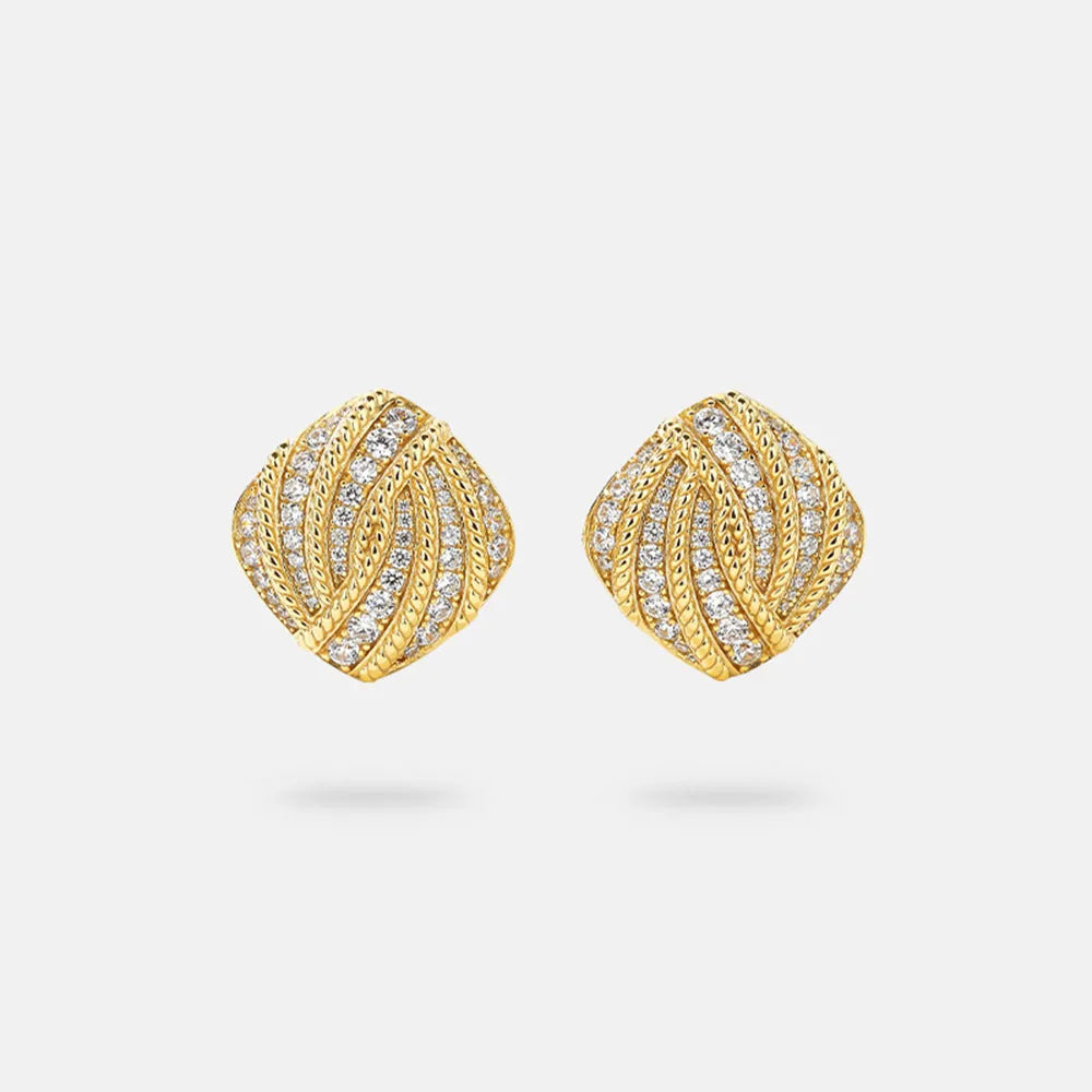 MUSHAN Jewelry Factory S925 Sterling Silver Stud Earrings Electroplated Gold High Carbon Diamond Cross-Border Jewelry Exquisite