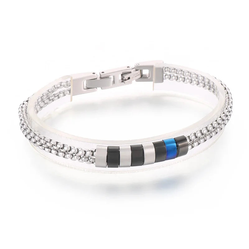 KALEN Unisex Casual Stainless Steel Box Chain Bracelets With Minimalist Square/Round Charms
