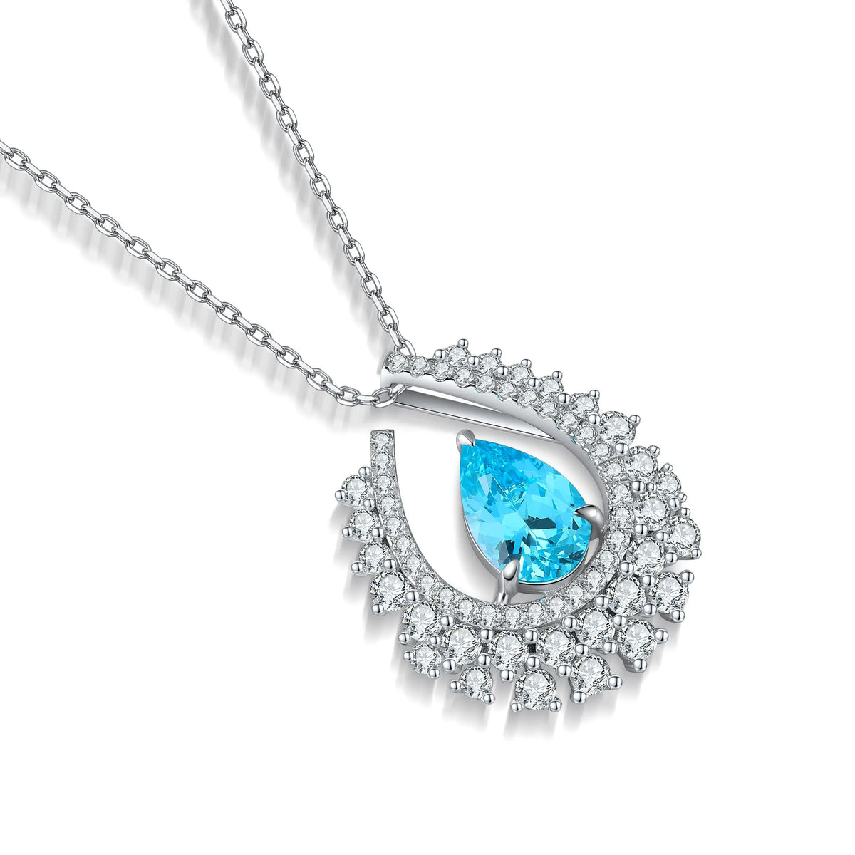 Gemfiori Anster 925 Sterling Silver High-quality Cultivated Paraiba Necklace - Suitable for Parties or As a Gift