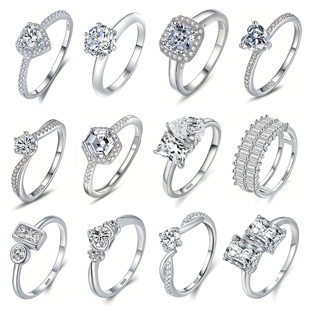 Wholesale Bulk Women 925 Sterling Silver Zirconia Moissanite Wedding Band Engagement Rings Fine Jewelry OEM ODM Manufacturer