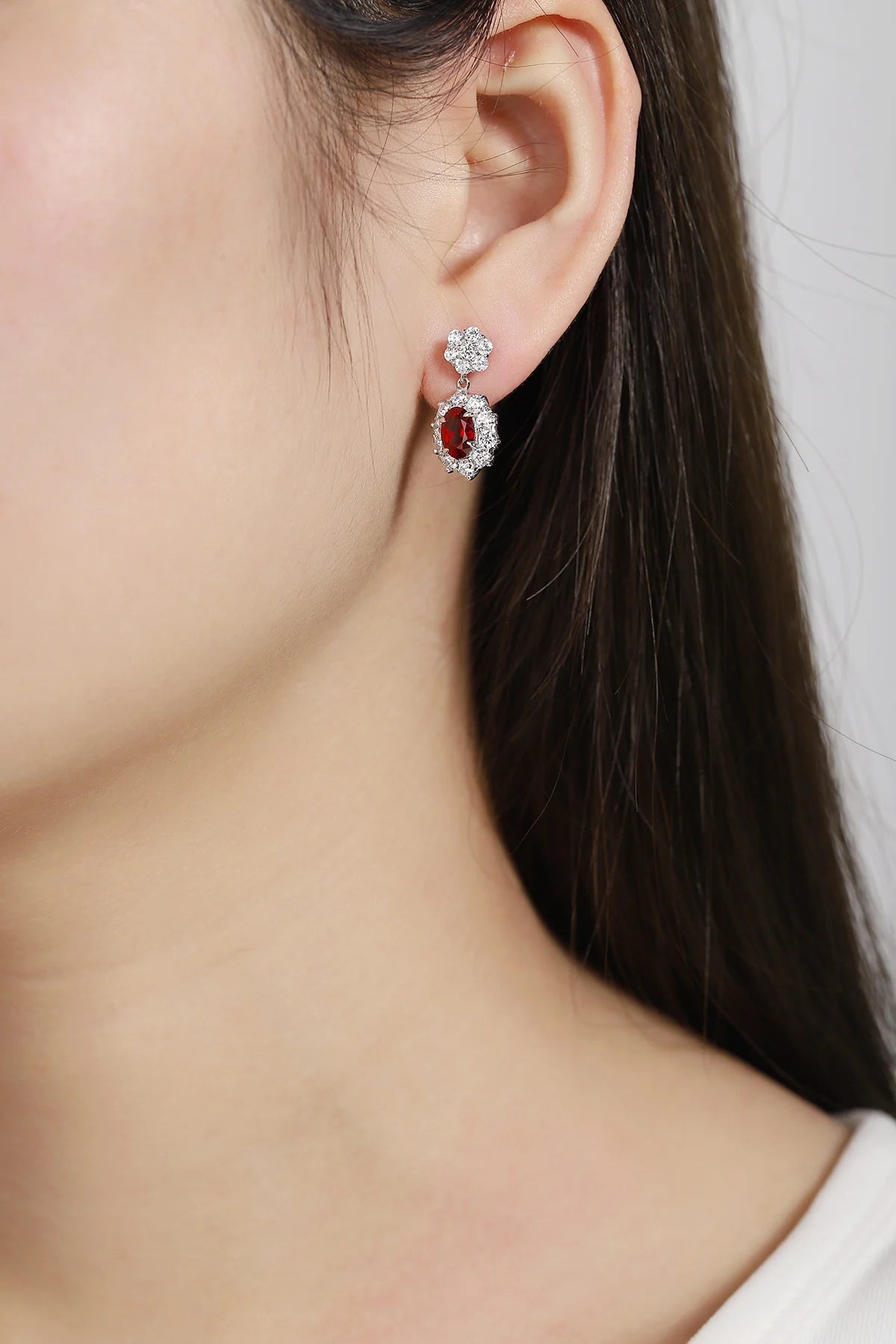 Gemfiori Anster High Quality S925 Lab Grown Ruby Earring Stud Dainty Gemstone Stud Earrings for Women Daily Wear Gift