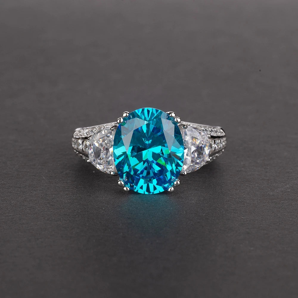 MUSHAN Jewelry Factory Oval 9*11 Imitation Gemstone Ring 925 Silver Simple and Versatile Ring