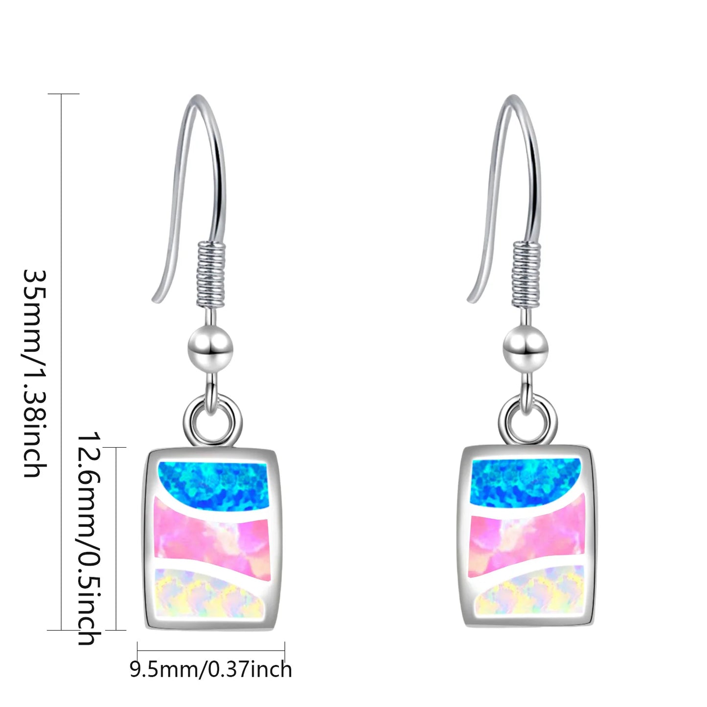 Tiktok Ins Viral Gradient Opal Drop Earrings | Colorful Square Gem Dangle Jewelry Wholesale