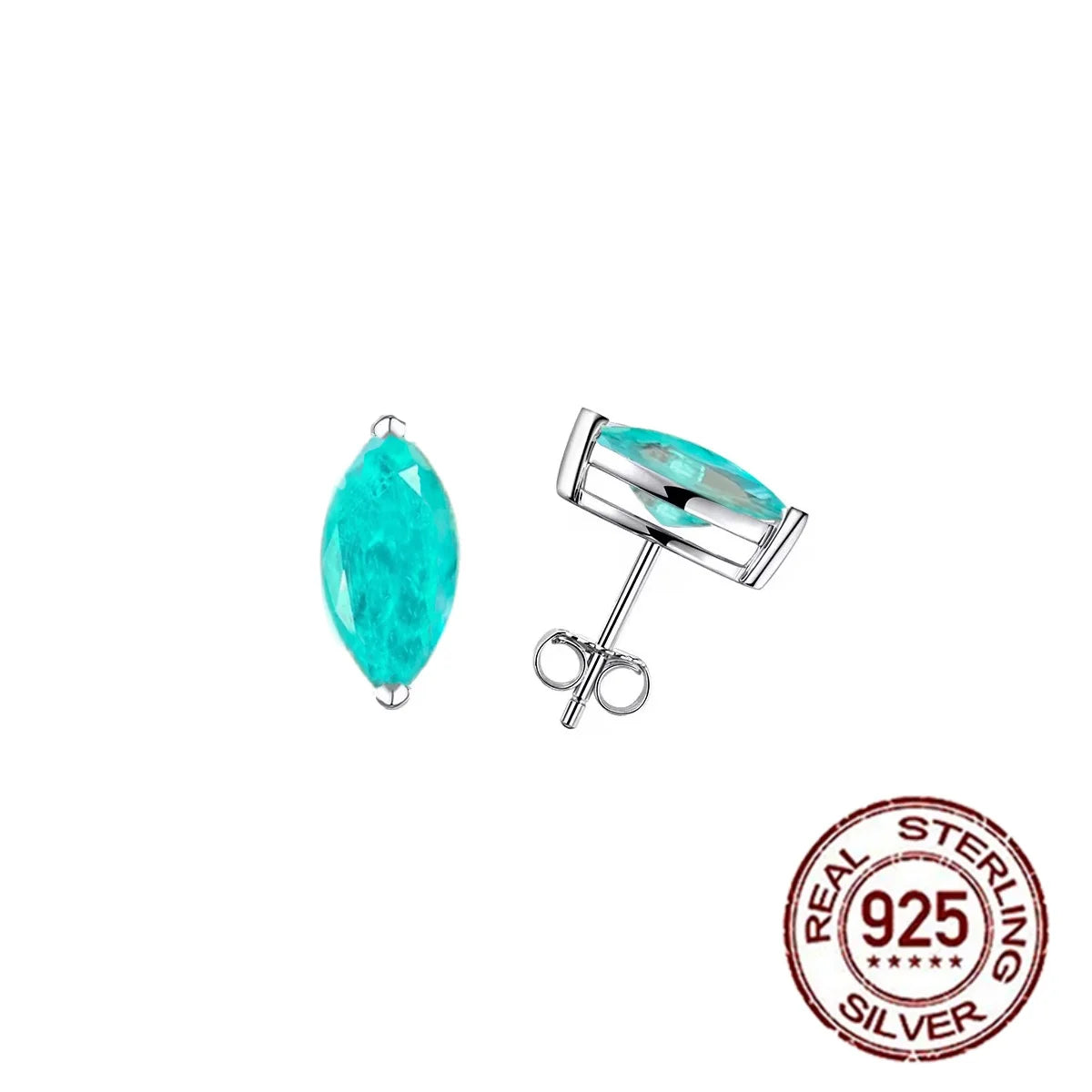 S&S 925 Sterling Silver Paraiba-Style CZ Stud Earrings – 6 Shapes – Collection