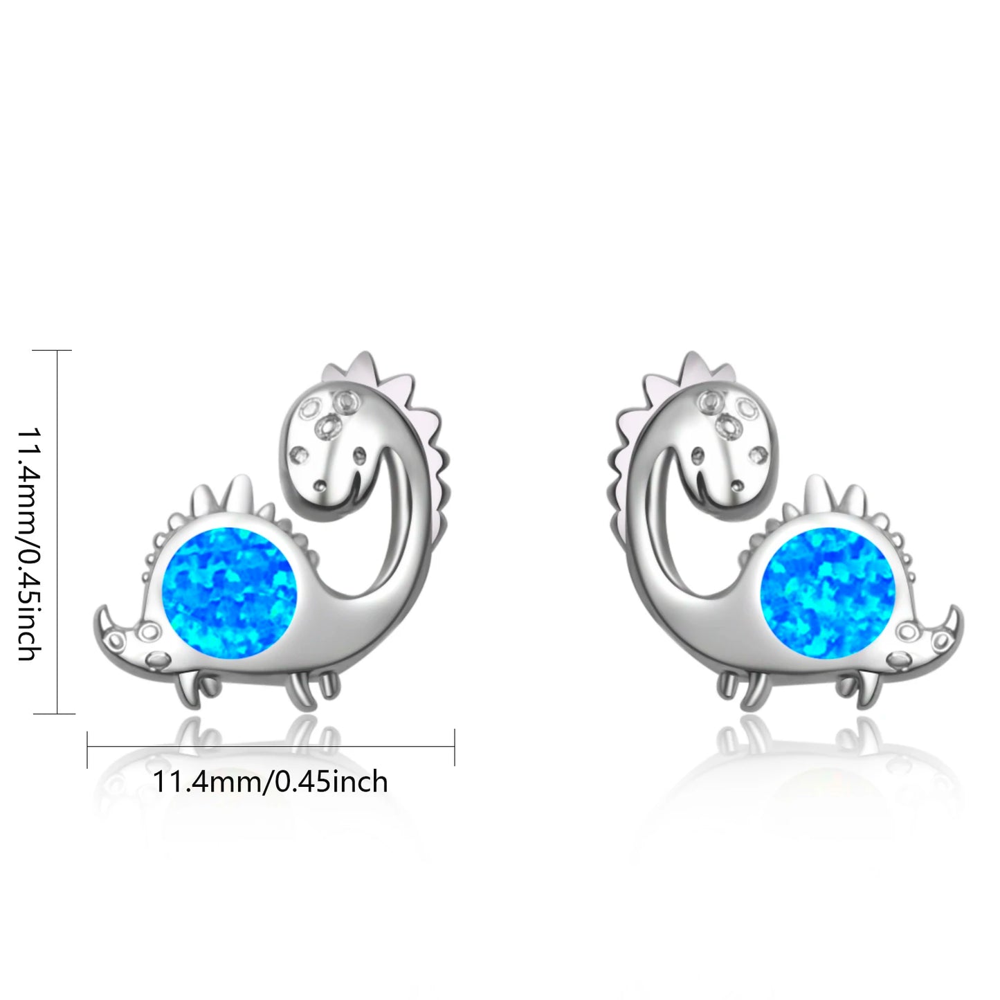 Aobao Style Dinosaur Jewelry Opal Studs Cute Girls' Gem Jewelry