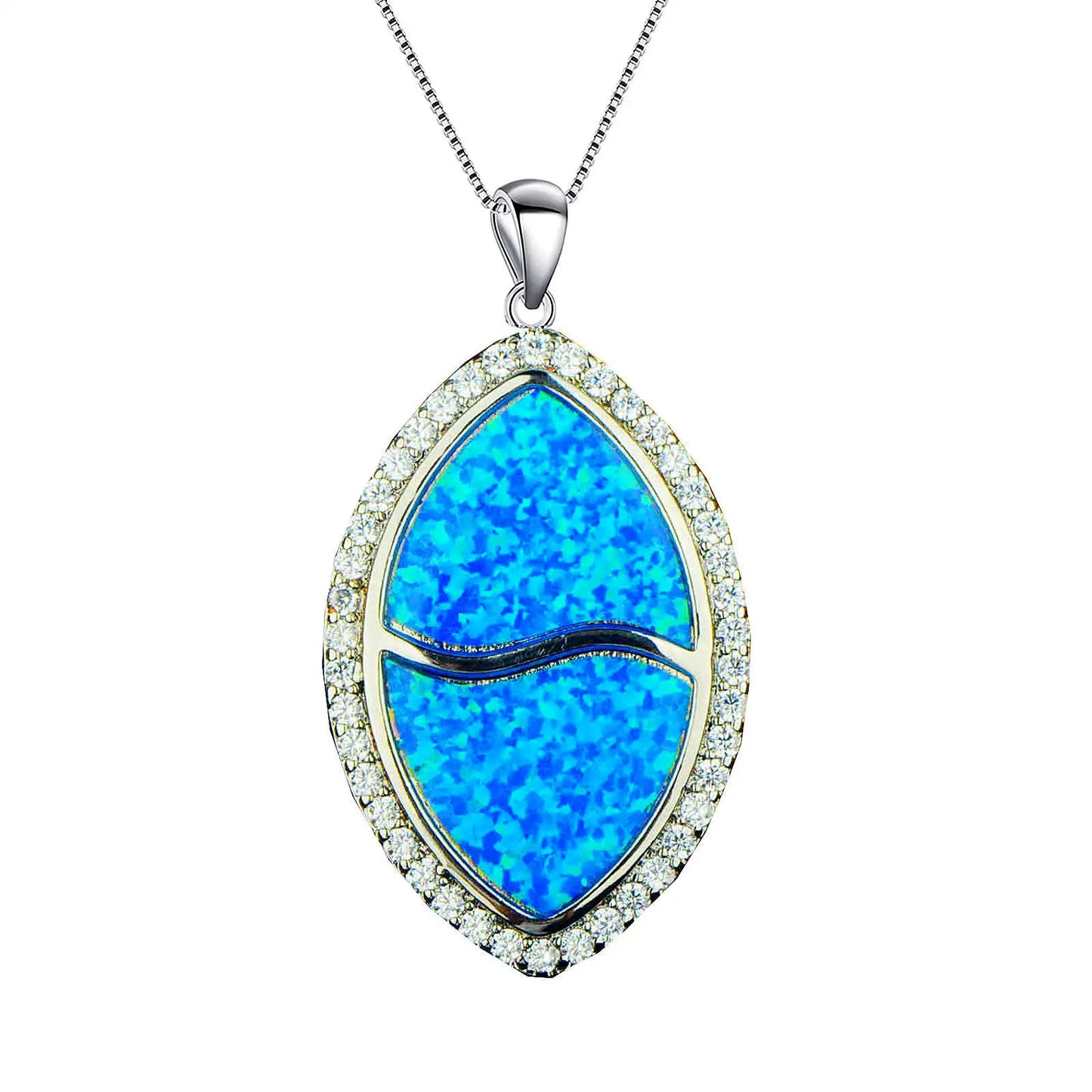Aobao Trendy Blue Opal Christian Copper Link Chain Necklace New Design Pendant European American Fashion Jewelry