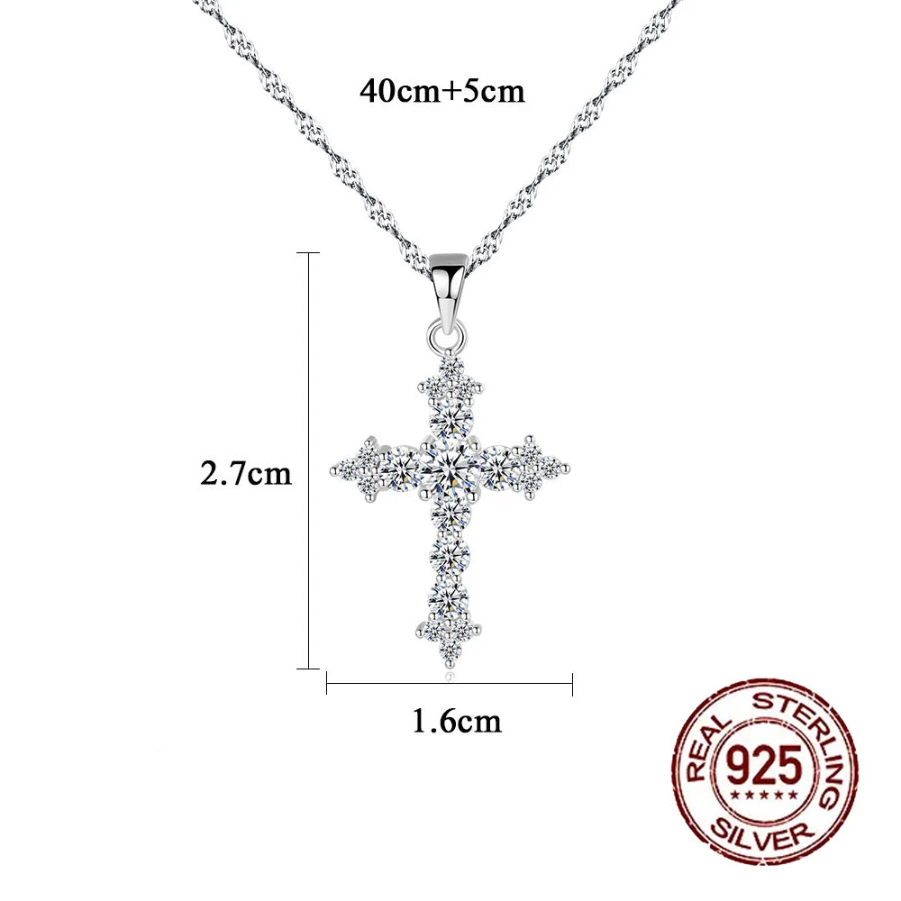 S&S 925 Sterling Silver CZ Cross Pendant Necklace – Rhodium Plated – Collection