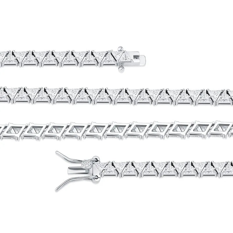 Luxury Bling Jewelry Triangular Zircon Choker Necklace Men Women's Hip Hop Tennis Zirconia CZ Diamond Geometric Chains Trendy