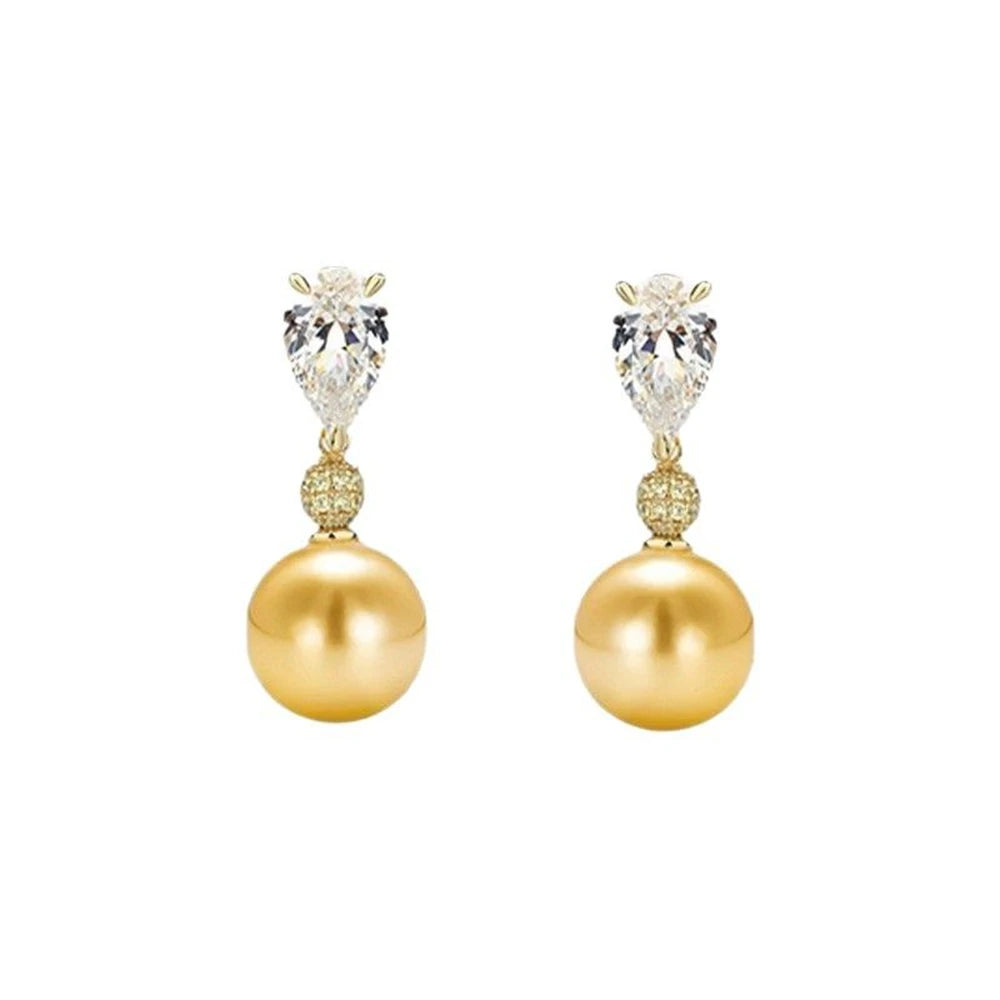 MUSHAN Jewelry Factory 925 Sterling Silver Stud Earrings Light Luxury Electroplated Gold High Carbon Diamond Earrings