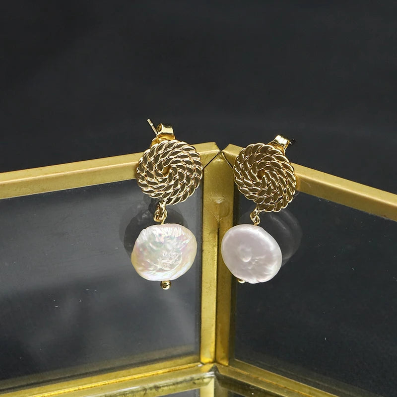 925 Silver High Sense Simple Pink Baroque Pearl Elegance Drop Earrings White Zircon for Women Fashion Wedding Jewelry