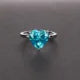 Silverelli | 925 Silver Heart-Shaped Zircon Ring | 10×10mm | Platinum Plated | 6 Colours