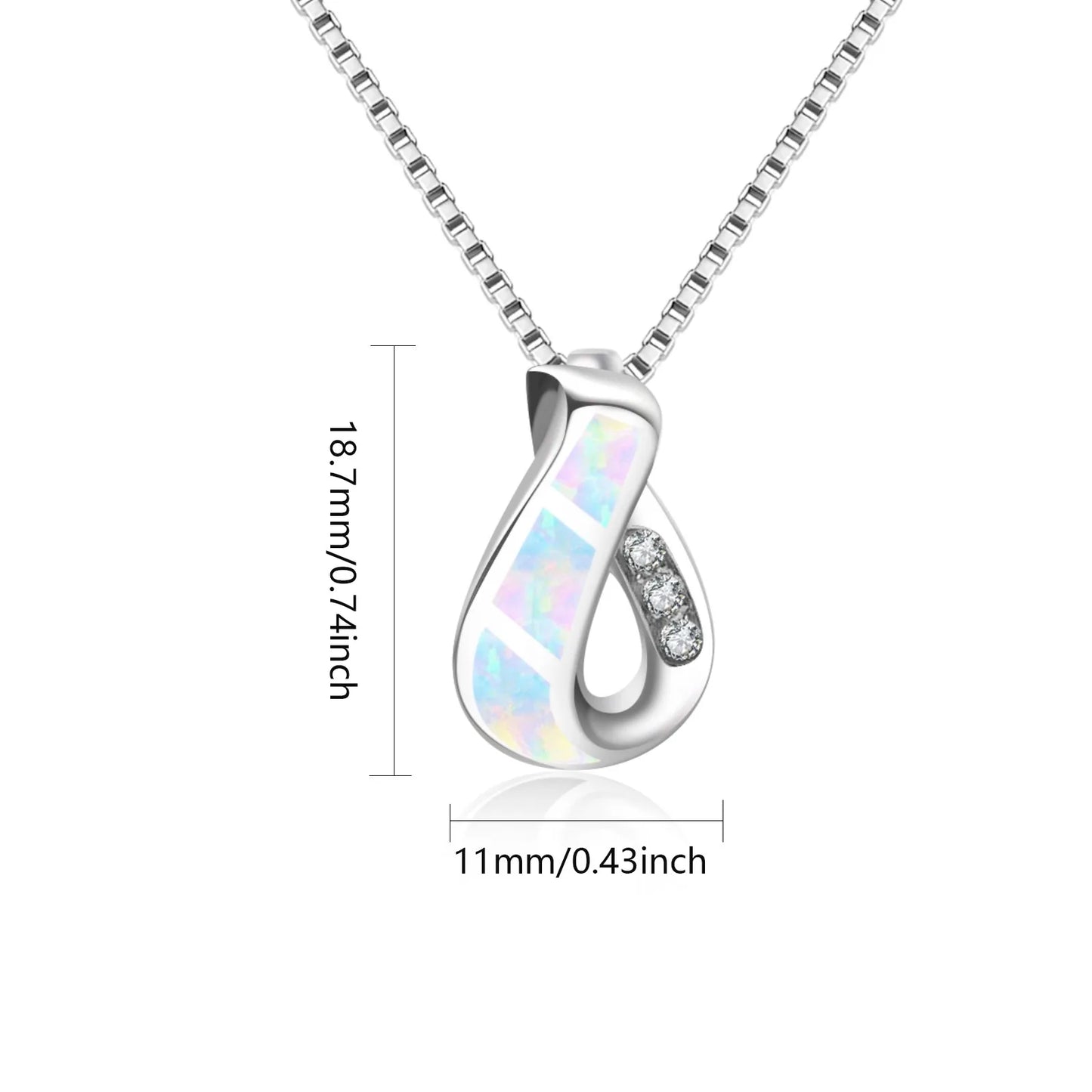 Geometric Opal Copper Box Chain Christian Necklace Aobao Gift