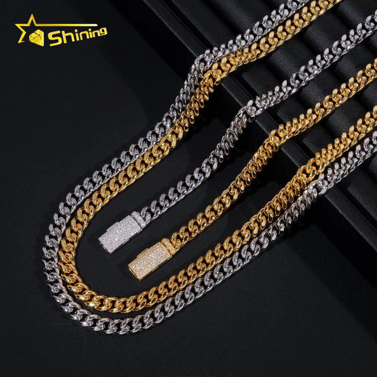BiG-BOSS New Stocks Factory Price Hip Hop Jewelry 6mm Solid 925 Sterling Silver Moissanite Lock Stainless Steel Cuban Link Chain