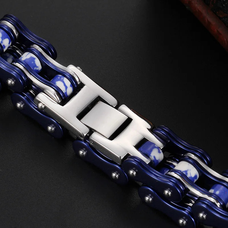 REBEL Motorcycle Biker Chain Men Stainless Steel Link Charm Bracelet