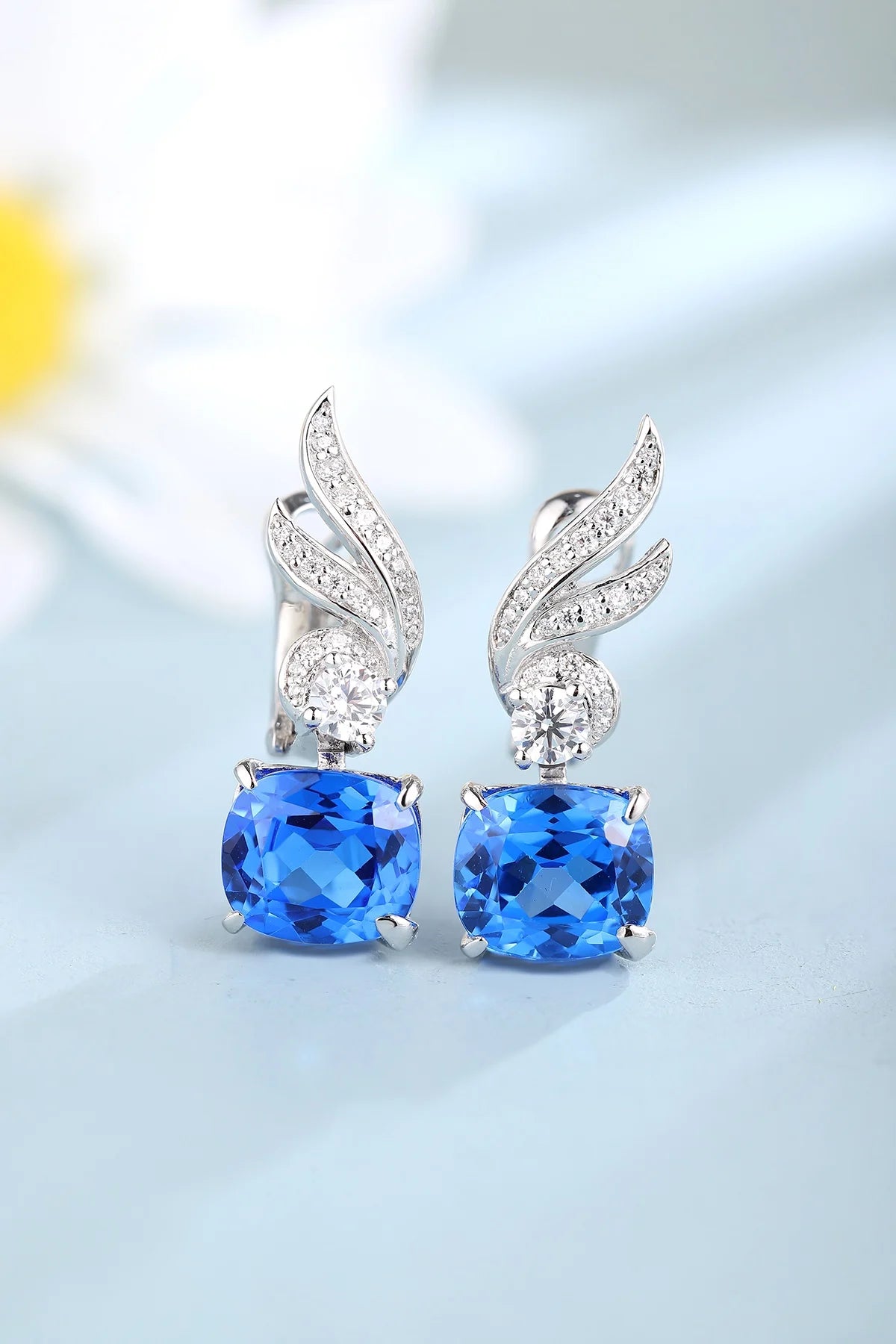 Gemfiori Anster High Quality S925 Lab Grown Cobalt Spinel Earring Stud Dainty Gemstone Stud Earrings for Women Daily Wear Gift