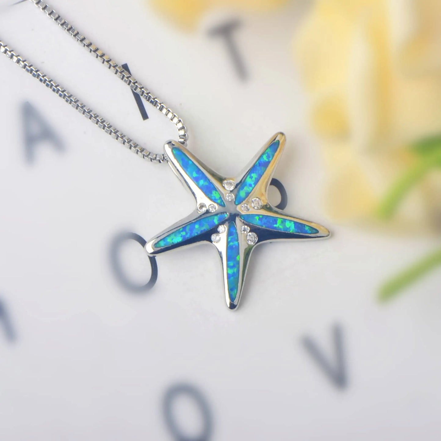 TikTok Viral Starfish Opal Necklace | Blue Coastal Jewelry - Ins Trendy Bulk Supply
